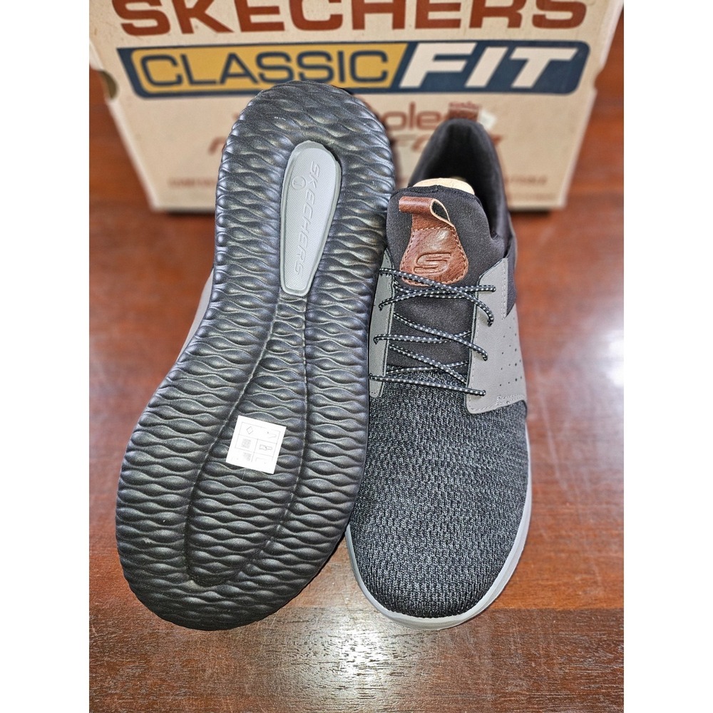 Skechers Men's Classic Fit-Delson-Camden Sneaker 11.5 Wide Black/Grey - Picture 6 of 8
